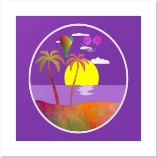 Tropical Island Getaway Silhouette Steampunk Art Posters and Art